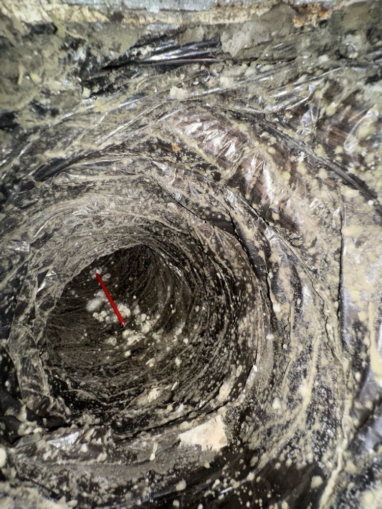Dryer vent packed with lint — a leading cause of house fires in North Texas homes