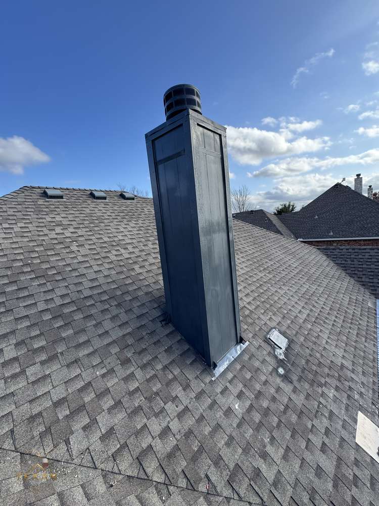 Modern chimney chase with new cover on a Frisco, Texas home