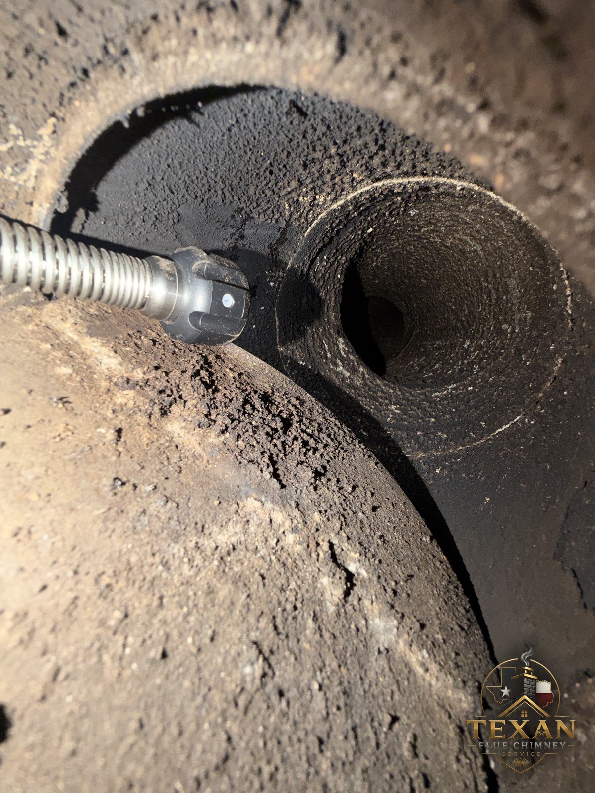 Camera inspection inside a chimney smoke chamber — Texan Flue, Dallas–Fort Worth