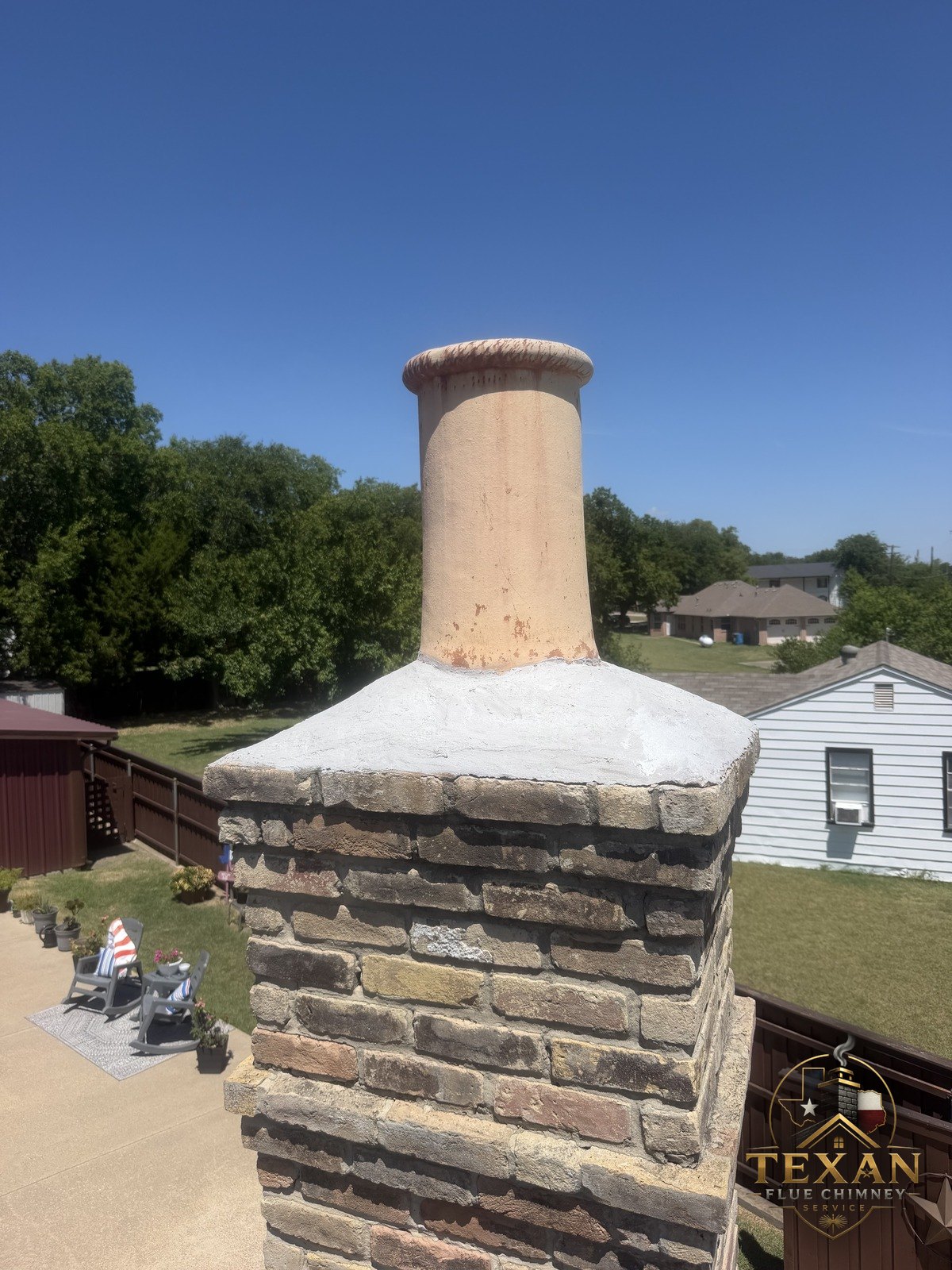 Chimney crown rebuilt and sealed watertight — Texan Flue, Dallas–Fort Worth